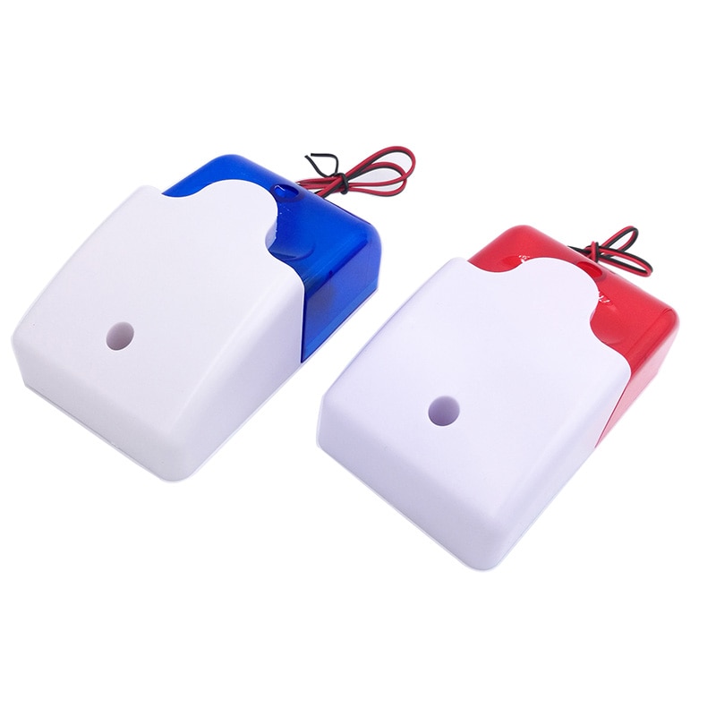 Home Security 12V 24V 220V 110DB Mini Strobe Sirens Sound Alarm Red Blue Indicator Light Wired Alarm Sirens EU Plug