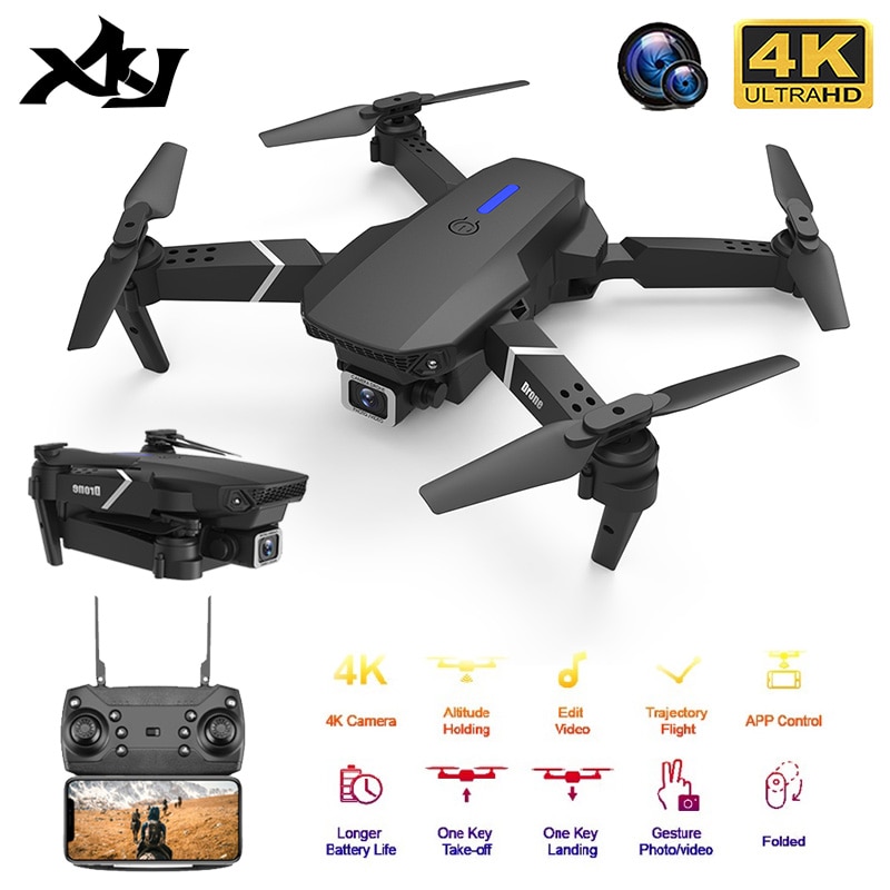 XKJ 2020 New Quadcopter E525 WIFI FPV Drone With Wide Angle HD 4K 1080P Camera Height Hold RC Foldable Quadcopter Dron Gift Toy