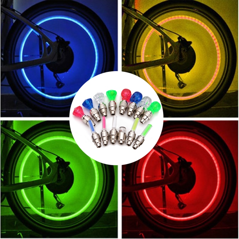 1PC Auto Accessories Bike Supplies Neon Blue Strobe LED Tire Valve Caps lights
