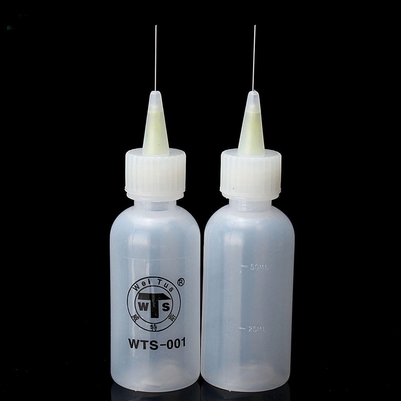 2pcs 50ml Needle Tip Soldering Cleaning Clear Liquid Flux Alcohol Oil Dispenser Plastic Hand Bottle Cleaner DIY Repair Tools