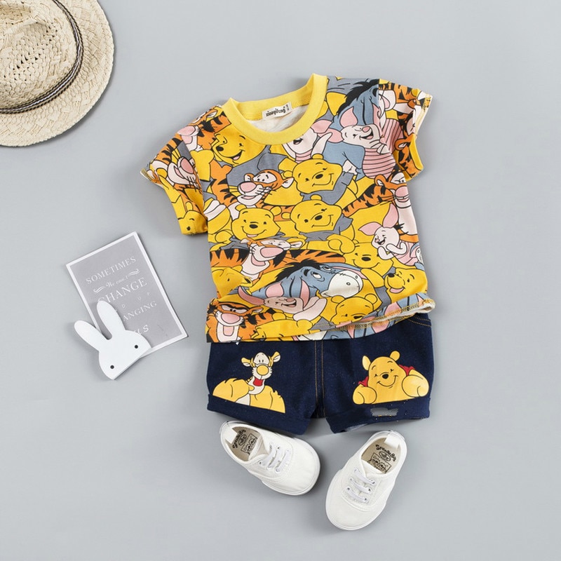 2021 Summer Baby Boy Clothing Sets Cartoon Bear Brand Boys Girl Clothes 1 2 3 4 Years Kids Set Cotton T-shit + Short Pants