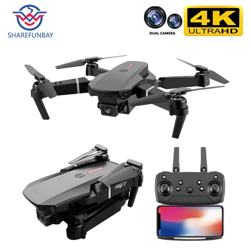 SHAREFUNBAY E88 pro drone 4k HD dual camera visual positioning 1080P WiFi fpv drone height preservation rc quadcopter