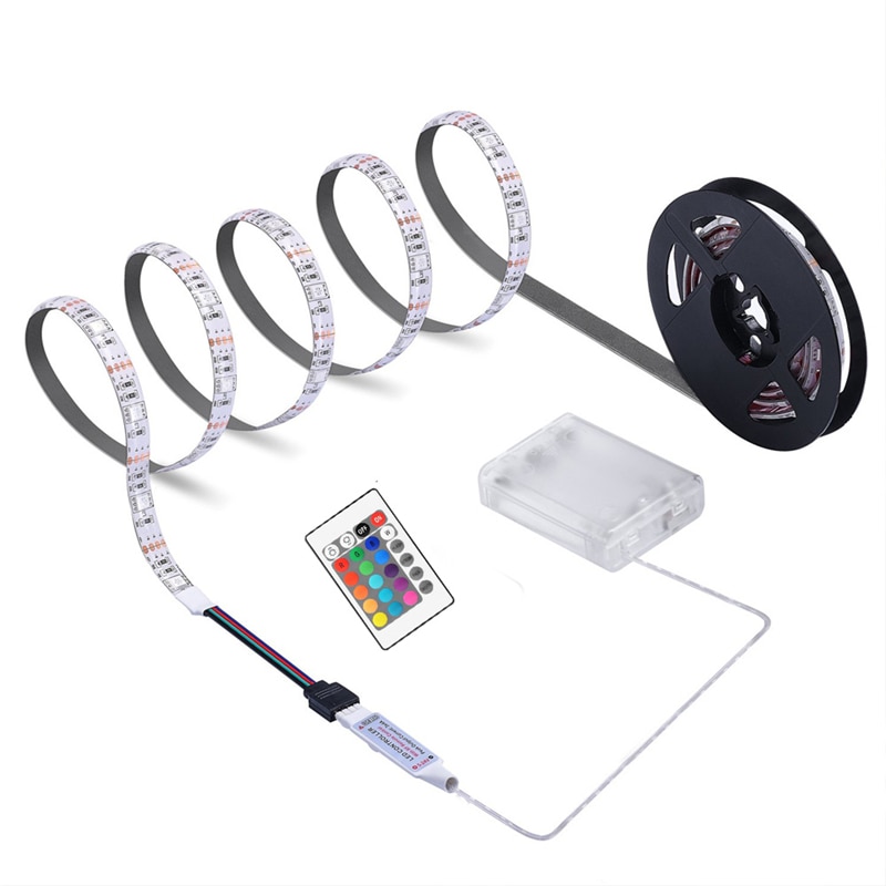 AA Battery LED Strip Light 5V 5050 Nowaterproof RGB Flexible Decoration TV Background Stripe Backlight Accent Light IR remote