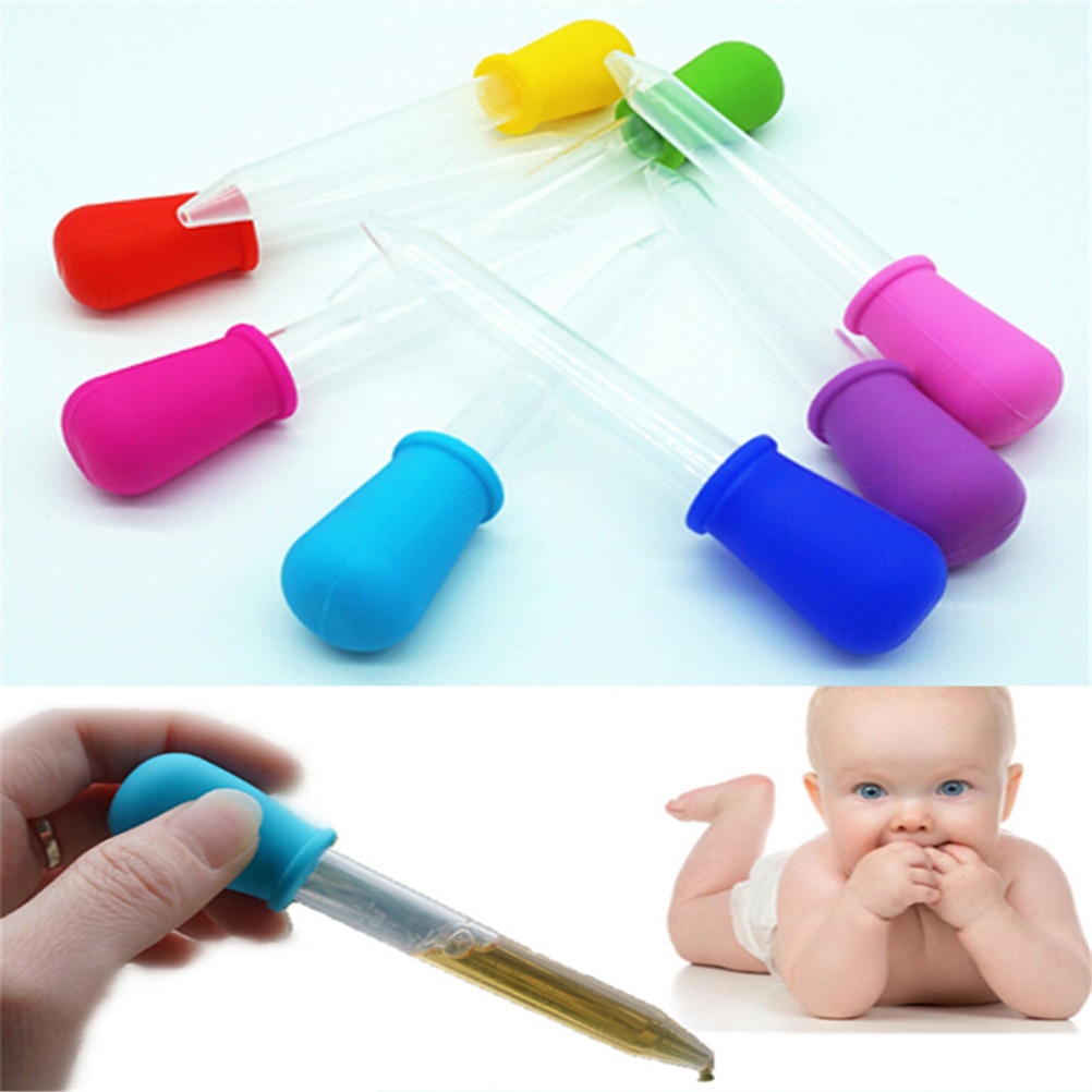 1pcs 5ml Clear Silicone Baby Medicine Feeder Random Color Dropper Graduated Pipette Liquid Food Dropper School Lab Supplies