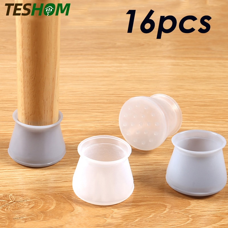 12/16pcs Table Chair Leg Silicone Cap Pad Furniture Non-slip Table Feet Cover Floor Protector Foot Protection Bottom Cover Pads