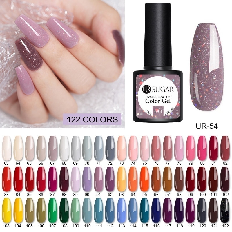 UR SUGAR 62pcs 40pcs Color Gel Nail Polish Set 122 Colors Semi Permanent UV Led Gel Varnish Soak Off Nail Lacquers Base Top Coat