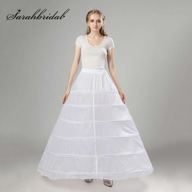 In Stock White Crinoline Skirt Accessories Slip 1 Layer 6 Hoop Petticoat Underskirt For Ball Gown Wedding Dress Underwear 12003