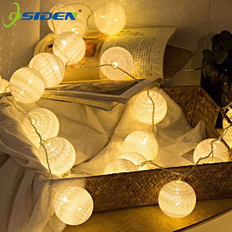 5M 20LED Katoen Bal Guirlande String Light Wedding Party Kerst Thuis Outdoor Decoratie Guirlande Lamp strings Eu Plug