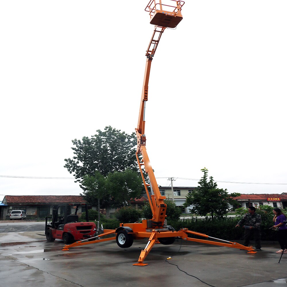 14m Portable Arm Aerial Work Diesel Engine Towable Boom Lift