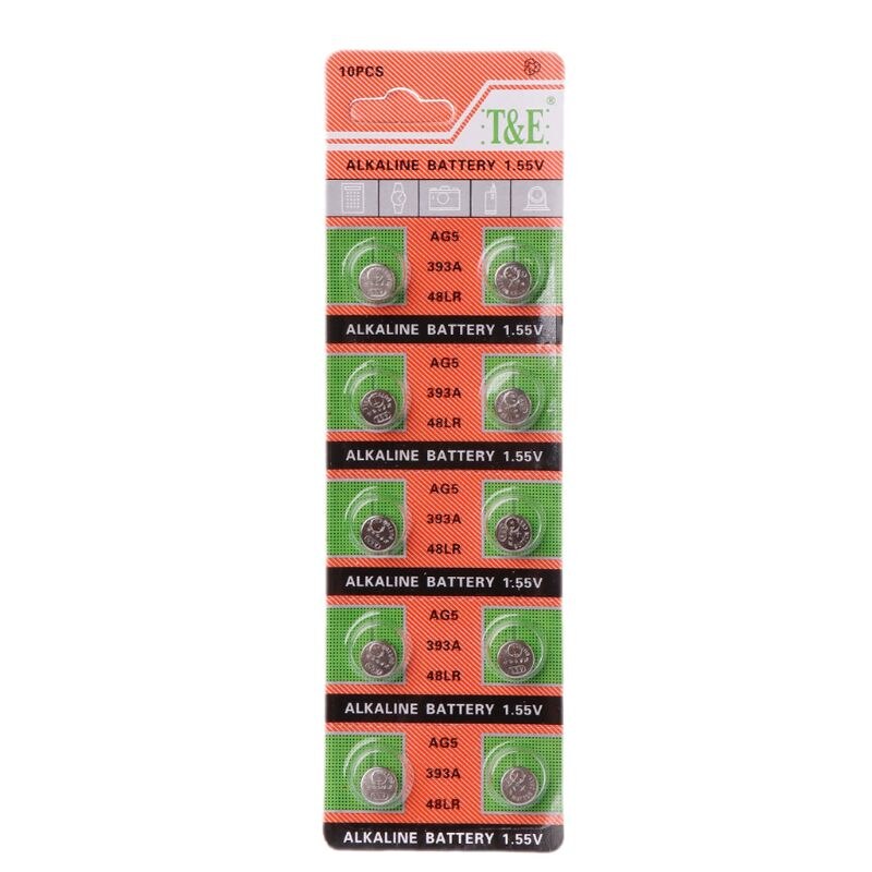 10PCS Alkaline Battery Button Coin Cell AG5 LR754 393 SR754 193 546 RW28 48 Hearing Aid Earphone Watch Batteries