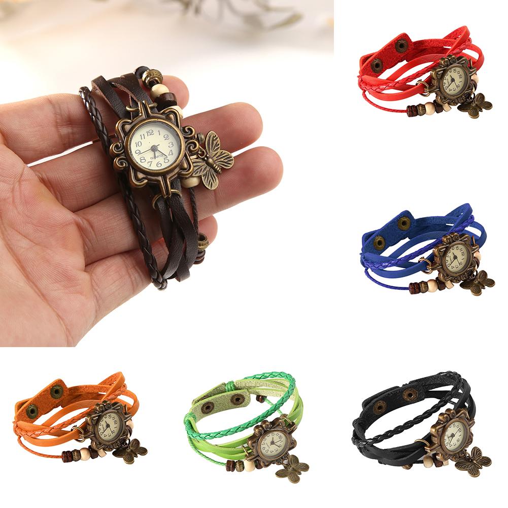 2020 New Women's Watch Retro Leather Bracelet Butterfly Decoration Wrist Watch Ladies Quartz Watch Bracelet Wrist Watch Bracelet