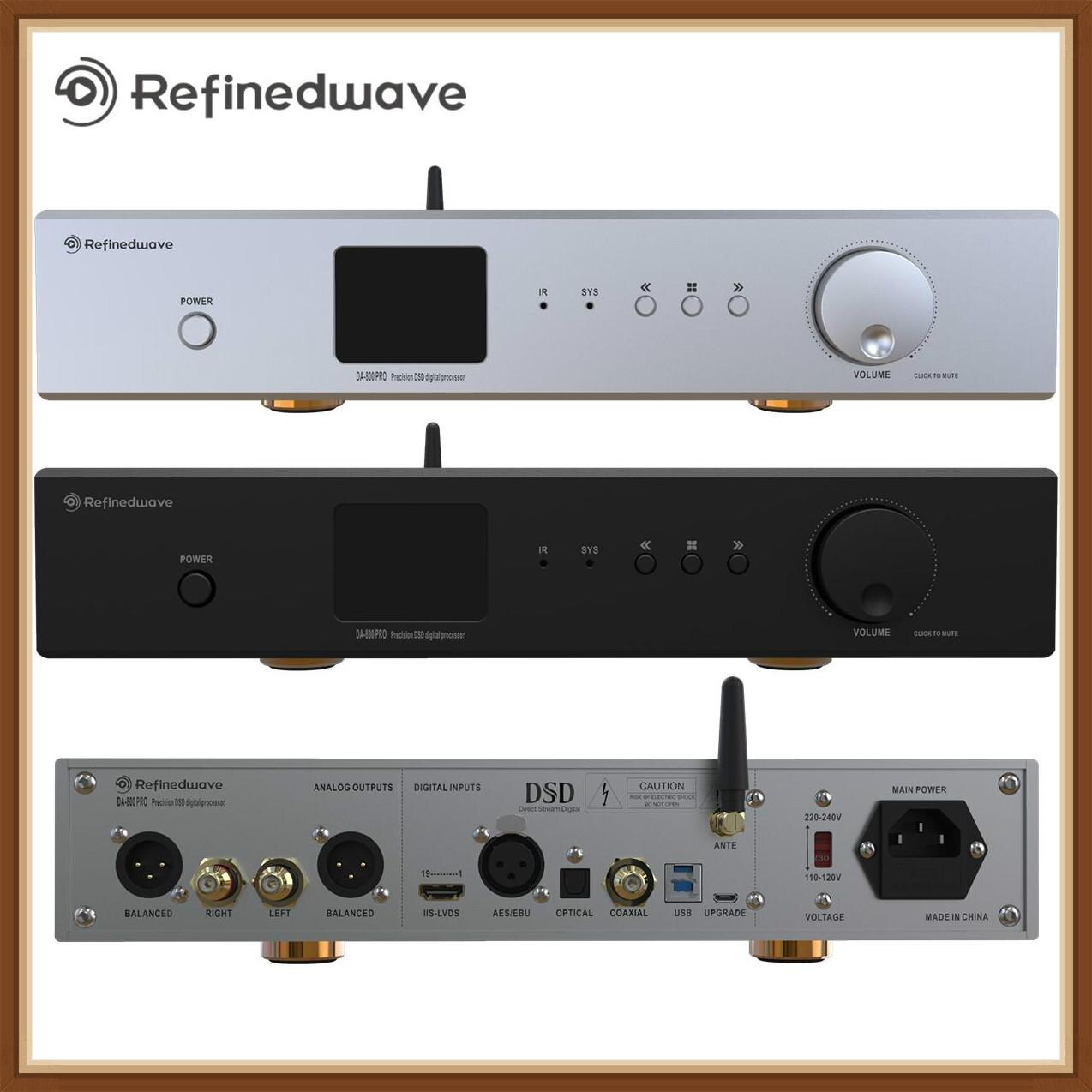 Refinedwave DA800 ES9038PRO DSD512 PCM768K FPGA FIFO Bluetooth 5.0 2.4" LCD Hifi Fully Balanced DSD DAC Decoder USB 12S APTX-HD
