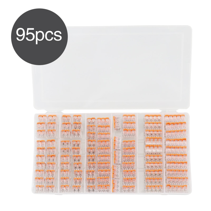 Wire Connector 30/25/20/95 PCS Mini Quick Connector Universal Compact Terminal Block Plug-in Electrical Wire Connectors Orange