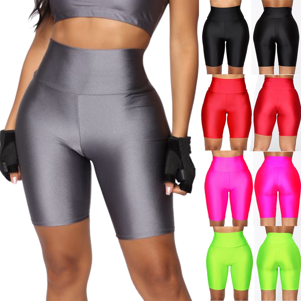 Sexy Thin Workout Fitness High Waist Shorts Women Hip Training Elastic Leggings Skinny Running Cycling Workout Push Up Sportwear