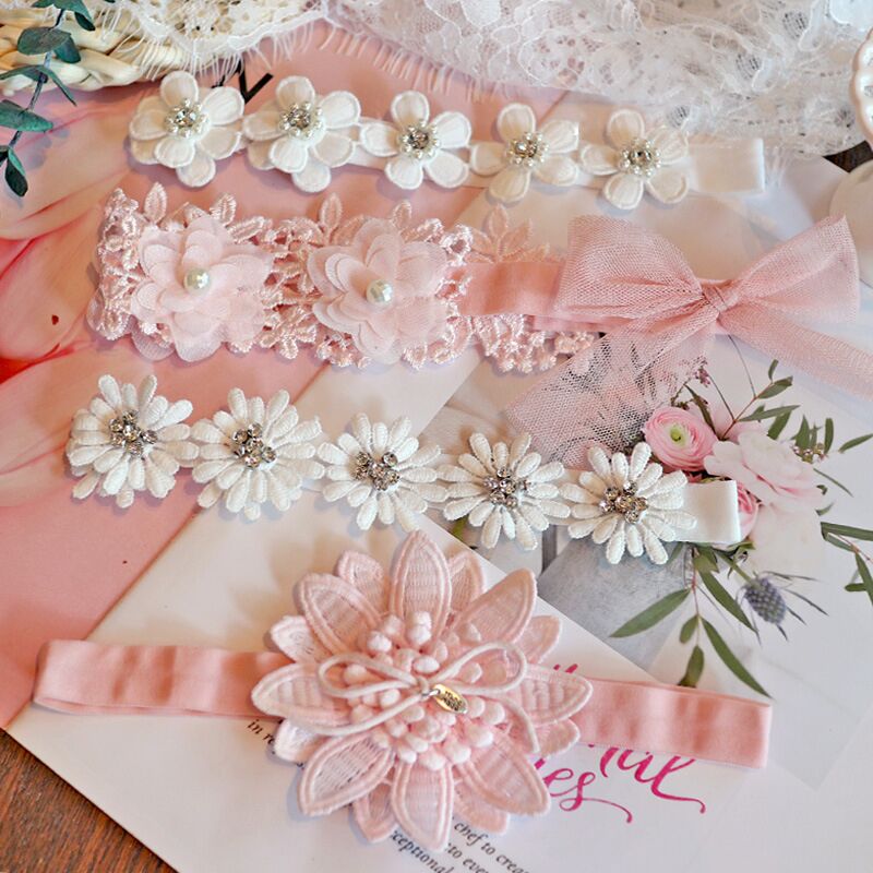 Baby Headband Lace Girls Nylon Hairbands Mesh Infant Princess Hair Accessories Children Turban Elastic Newborn Phtot Props