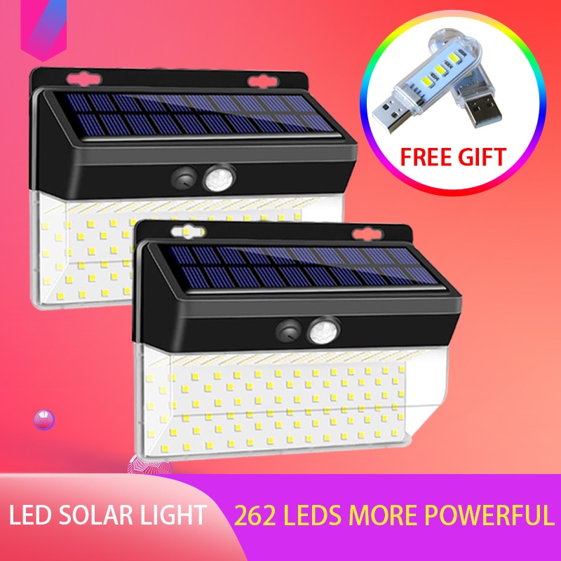 262LEDS Garden Lamp Solar Waterproof Street Garland Light Solar Lamp PIR Motion Sensor Sunlight Security Solar Battery Lantern