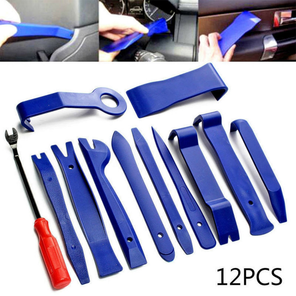 12 Pcs Car Pull Lever Opening Tool Kit for Car Audio Door Trim Panel Clip CSV Car Vinyl Wrap Window Tint Film Tools Kit