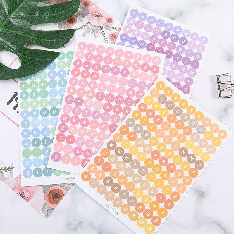 Ins color alpha numeric lovely girl sticker DIY scrapbooking happy planner creative junk magazine envelope sealing sticker
