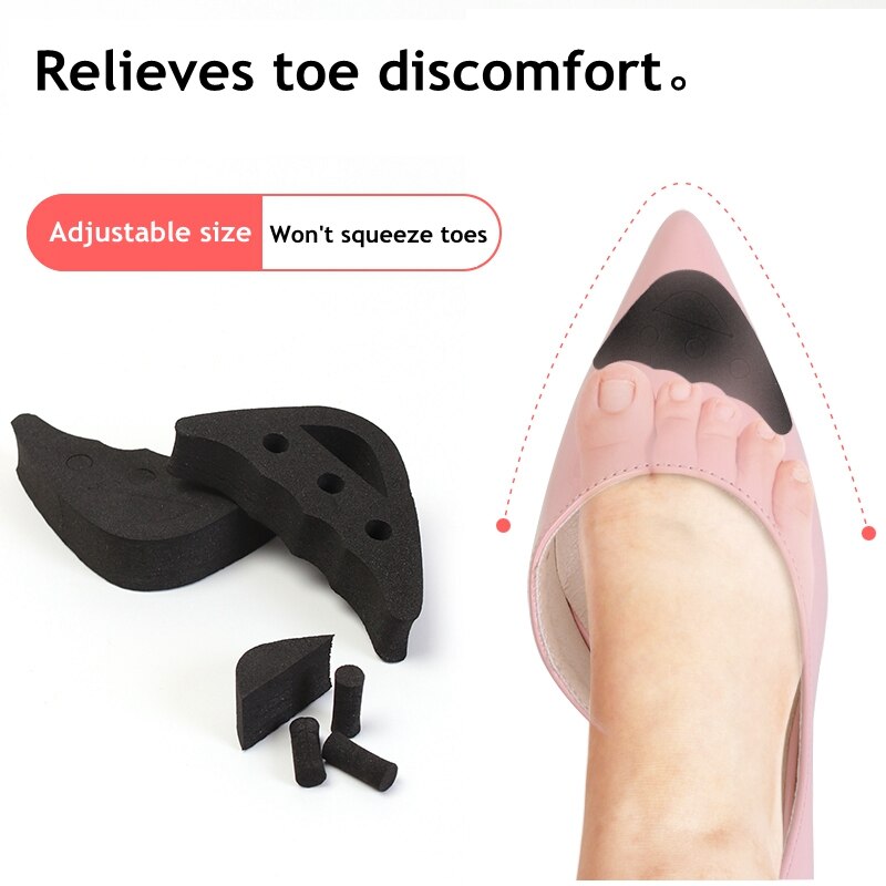 1 Pair Women High Heel Half Forefoot Insert Toe Plug Cushion Pain Relief Protector Big Shoes Toe Front Filler Adjustment