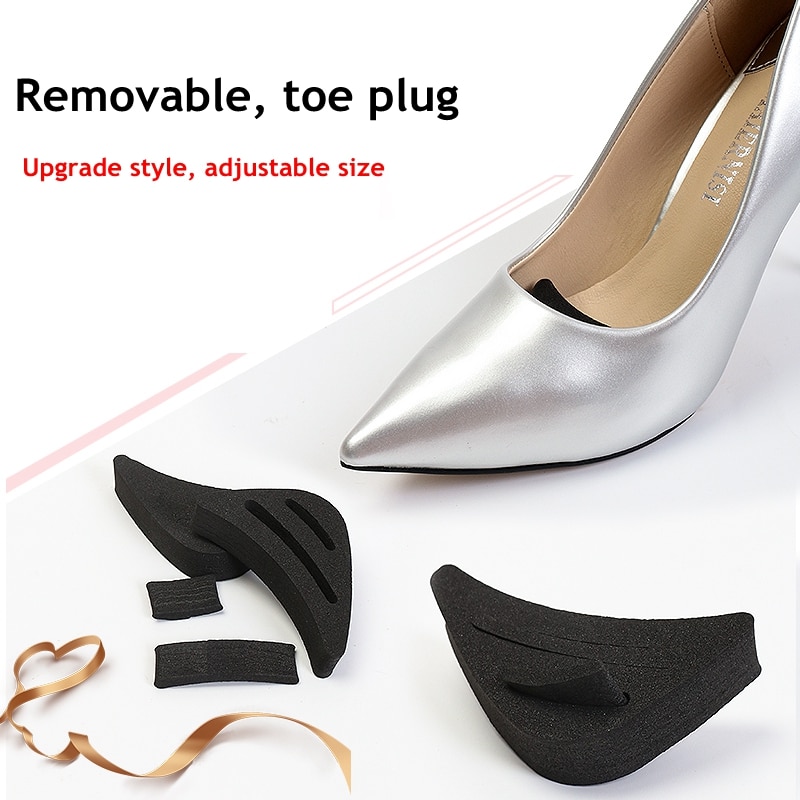 Women High Heel Toe Plug Insert Shoe Big Shoes Toe Front Filler Cushion Pain Relief Protector Adjustment Shoe Accessories 1Pair