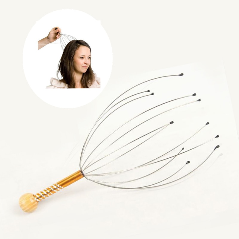 1Pcs Head Massager Neck Massage Octopus Scalp Stress Alloy Relieve Healing Spa Relax C9I2