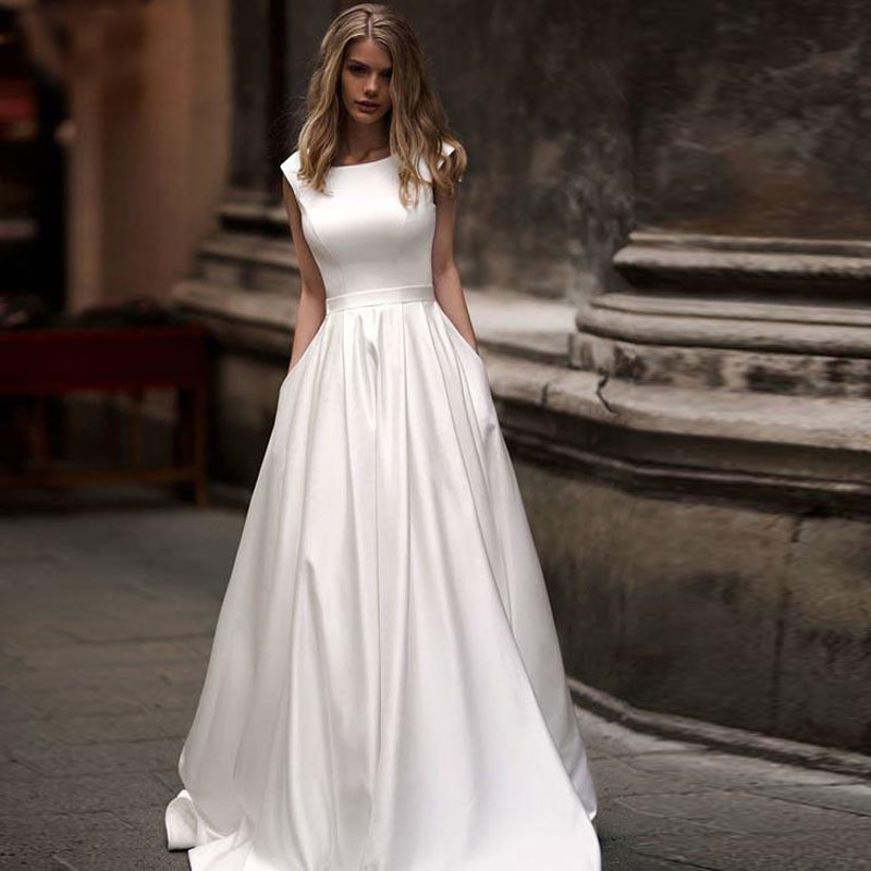 ivory white robe satin wedding party Dress Robe De Soiree longue Formal simple robe de soiree bride to be атласное платье