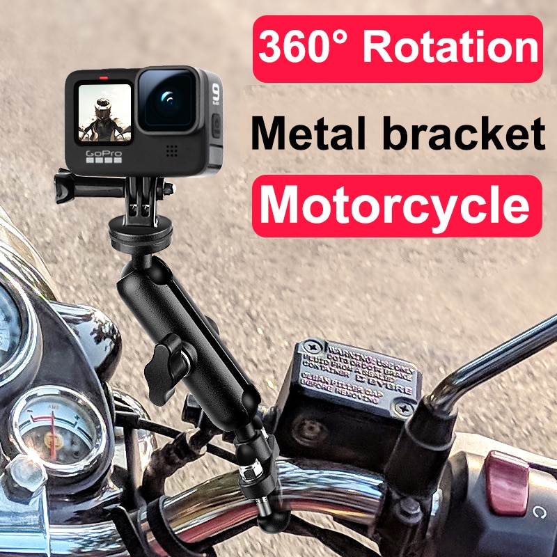 Motorcycle Handlebar Rear Mirror Mount Rail Gopro 9 8 7 Xiaomi Yi 4K SJCAM Sony EKEN DJI OSMO Action Sports Holder Ram Mounts