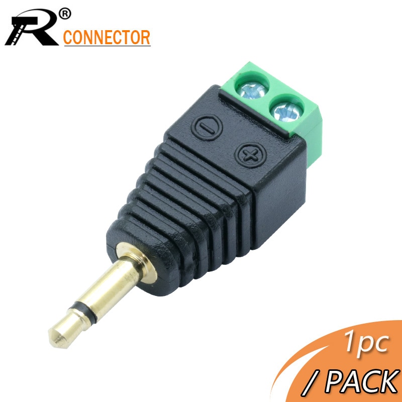 R Connector 1pc Video AV Balun 3.5mm 1/8" MONO male to AV Screw Terminal MONO jack 3.5 mm male 3 pin Terminal Block Plug