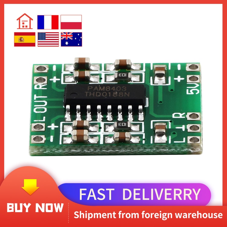 Green PAM8403 Super Mini Digital Amplifier Board 2 * 3W Class D Digital 2.5V To 5V Power Amplifier Board Efficient hot new