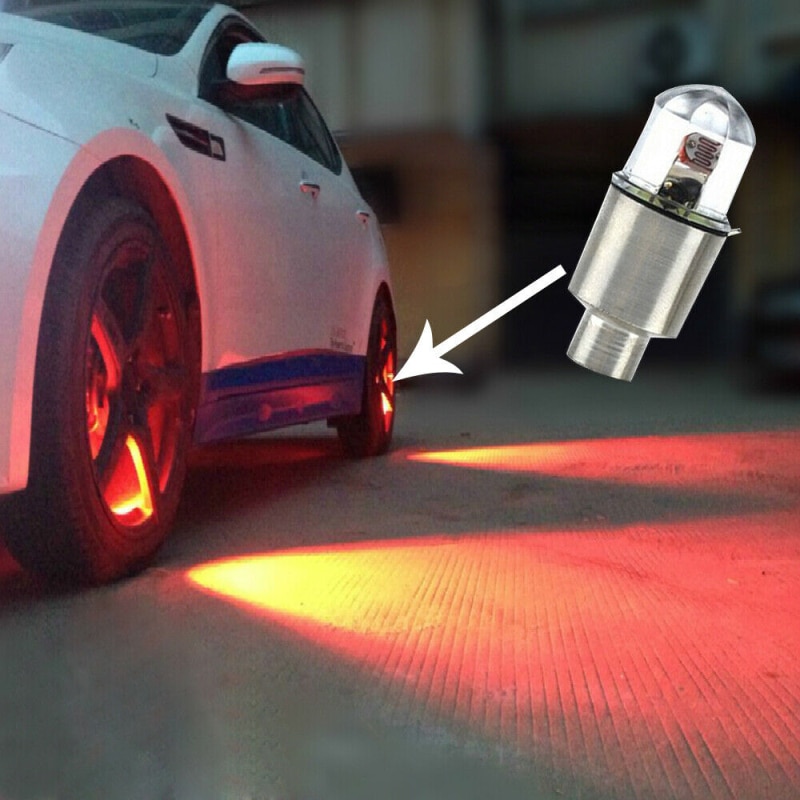 2PCS Car Wheel LED Light Motocycle Bike Light Tire Valve Cap Decorative Lantern Tire Valve Cap Flash Spoke Neon Lamp 4 Colors