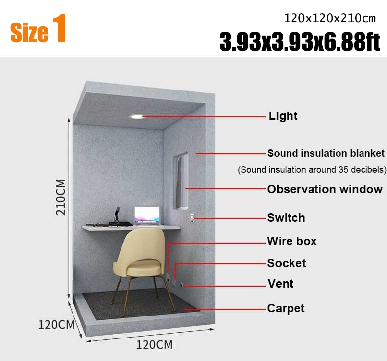 4'*4' Detachable host studio home small recording studio family KTV piano room transformation sound-proof room reading booth
