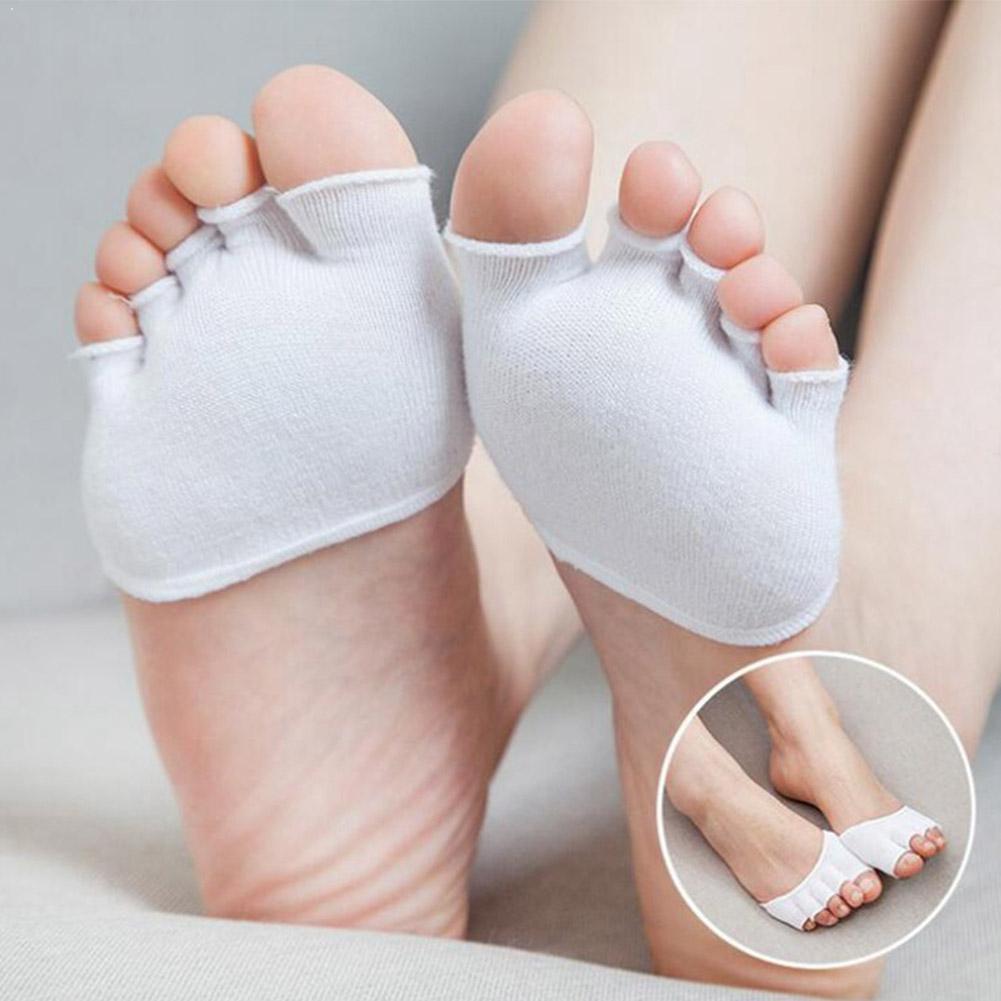 1 Pair Thin Open Toe Women Socks Breathable Invisible Socks Pad Cushion Foot Five Non-slip Female Finger Cotton Toeless Soc K7S6