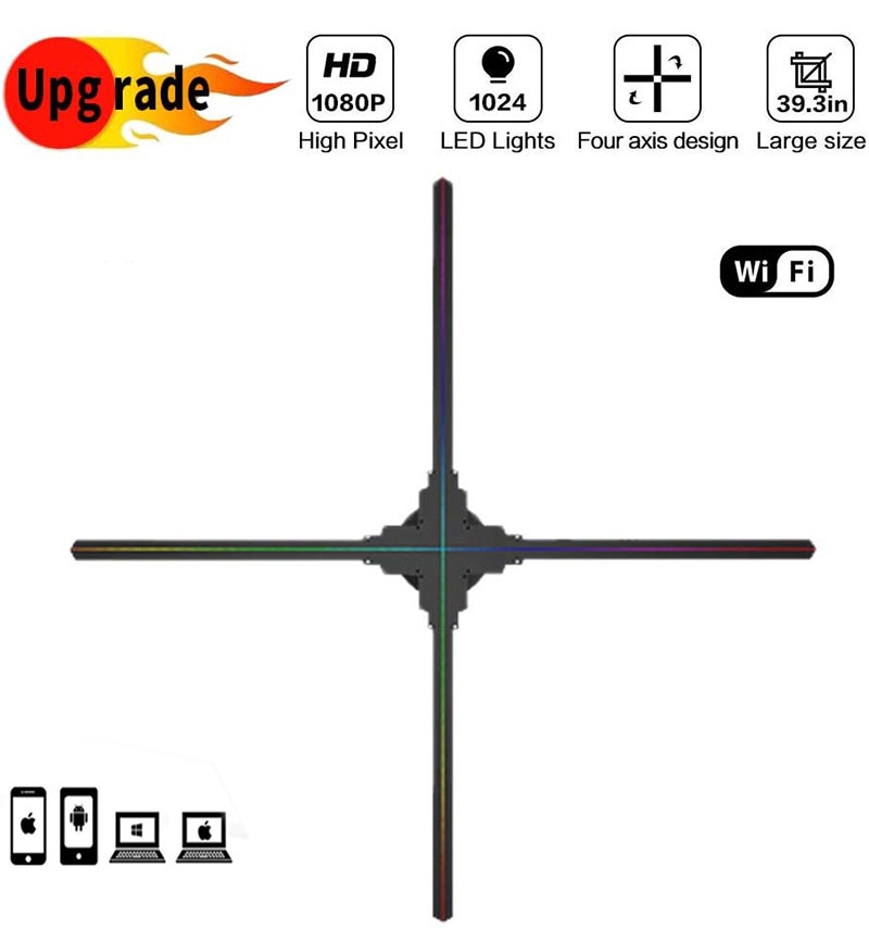 Hot selling high clear dseelab 100cm 3D Hologram Projector Fan Holographic Imaging Lamp Player 3D Remote Advertising Display fan