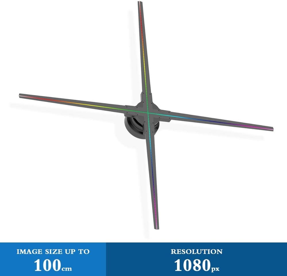 100cm wifi app 3D Hologram Advertising Display LED Fan Holographic Imaging 3D LED Projector Light Advertising logo Lamp