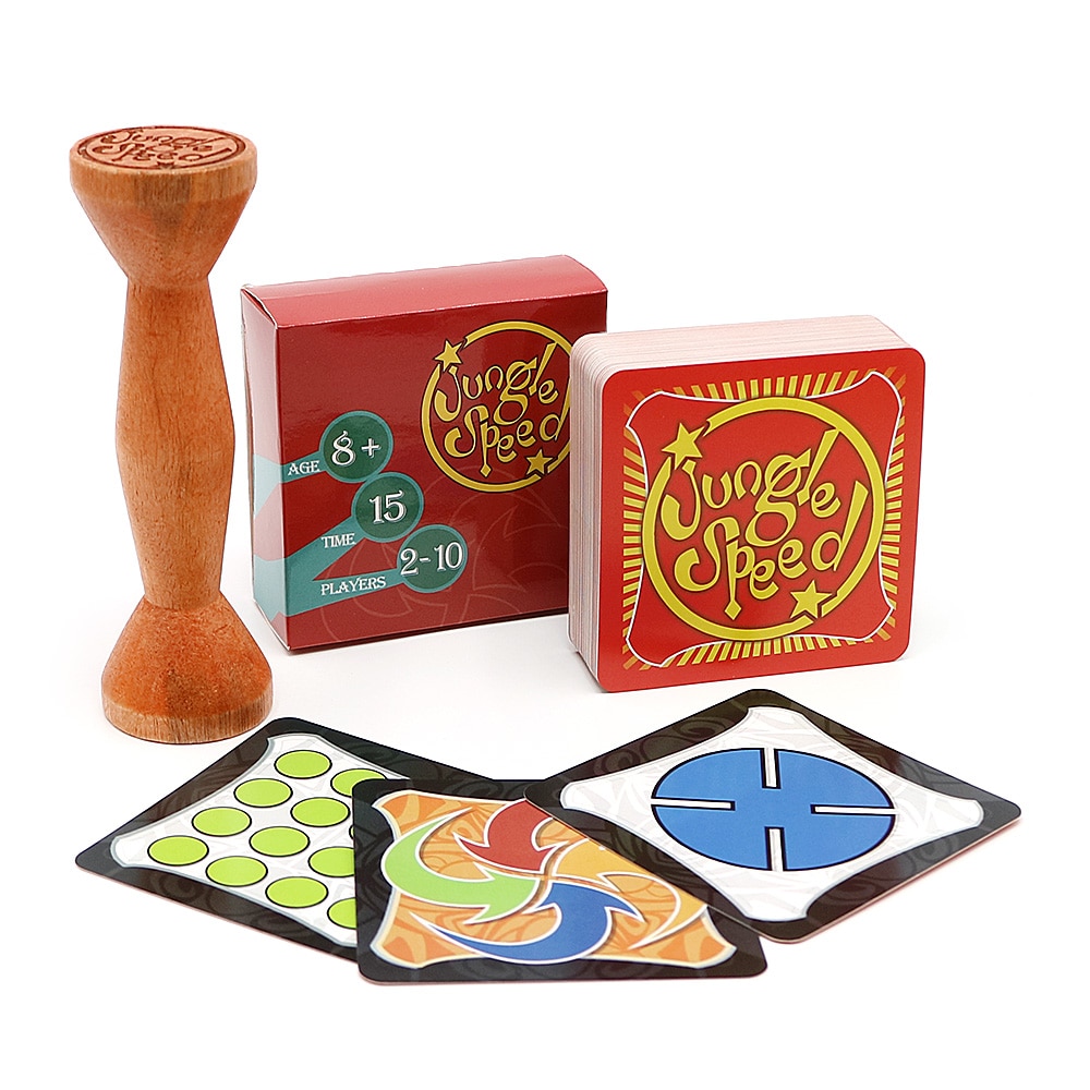 2021 jungle board game brown wood token run fast pair forest speed for friend family party fun cards game English Spanish rules