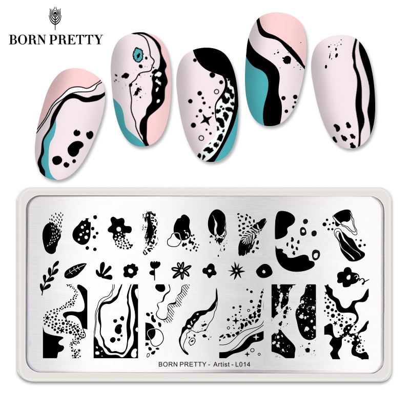 BORN PRETTY Rectangle Nail Stamp Plates for Nail Art Design Ocean Theme Stainless Steel Artist Overprint Stamp Stencils L014