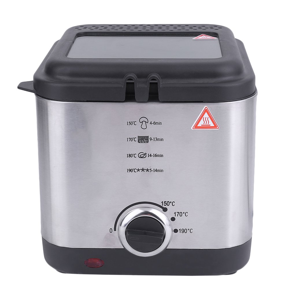 Compact 900W 1.5 Litre Chip Pan Basket Non Stick Oil Fry 900W Stainless Steel Deep Fat Fryer Kitchen Tools Drop shipping