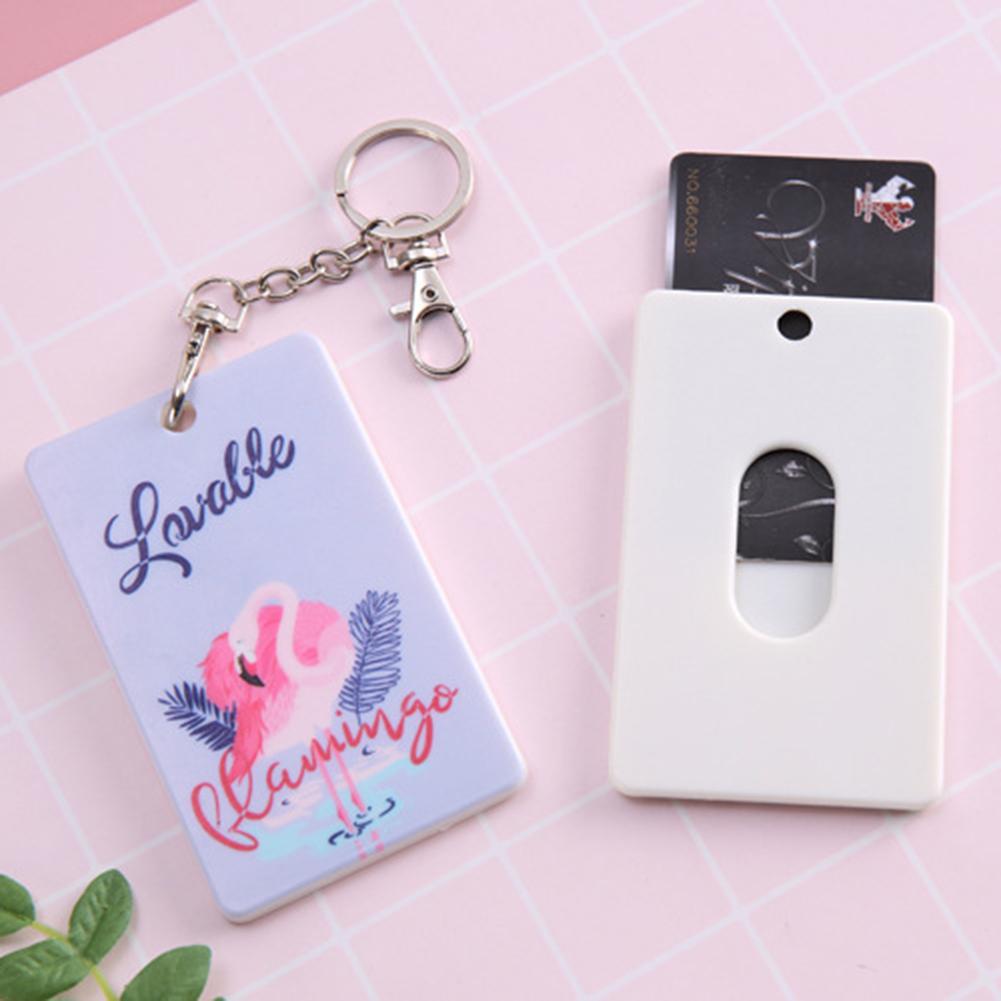Cartoon Rabbit Cat Elk Owl Keyring Plastic ID Bus Credit Bank Card Holder Case