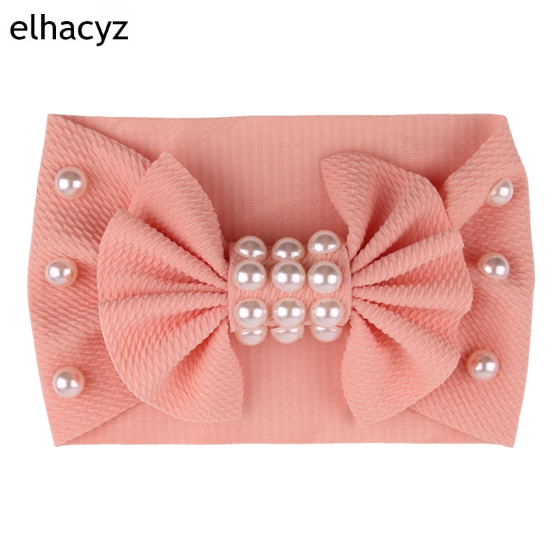 2021 NEW Fashion Summer Big Bow Headband Pearl Flower Turban Girls Fabric Elastic Hair Band Chic Headwrap Baby Hair Accessories